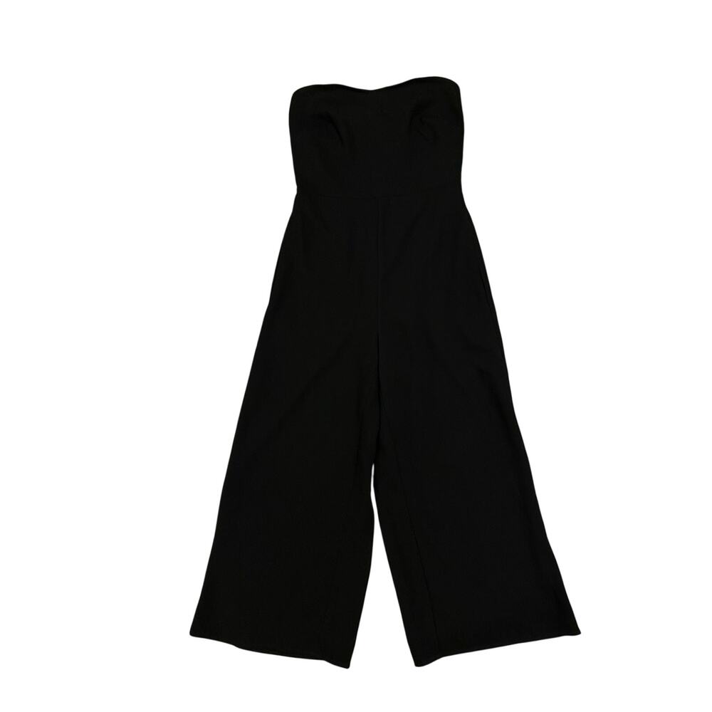 Women 0 Aritzia Babaton Strapless Jumpsuit Black Wide Leg Cropped One Piece